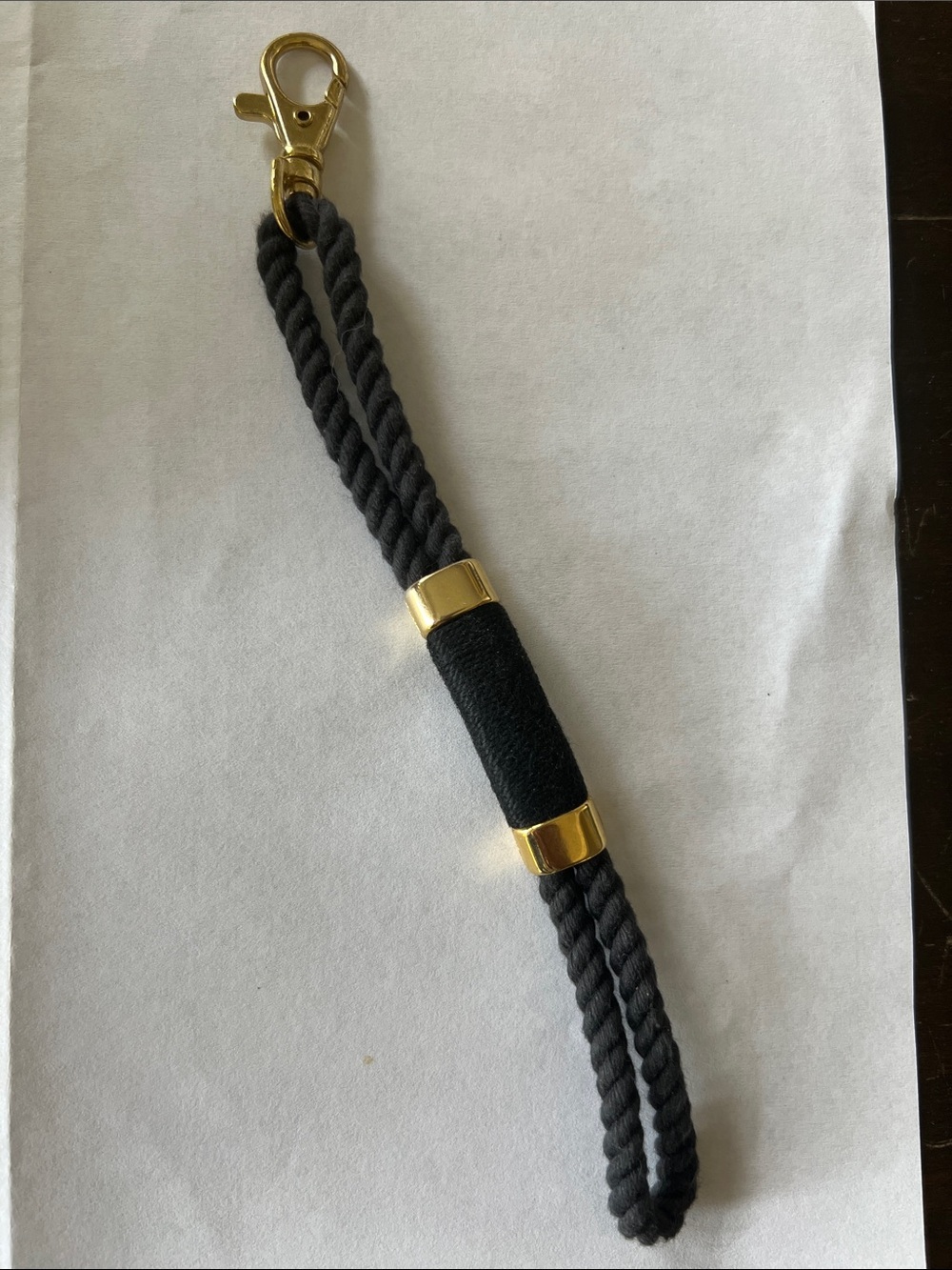 Navy Rope Bracelet with Gold Accents